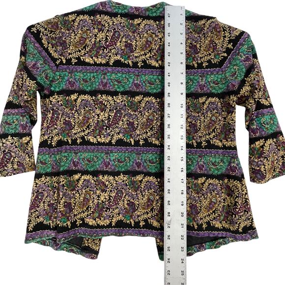Vintage 80s Notations Jacket Womens Size L Purple Green Gold Paisley Bohemian - Picture 6 of 7